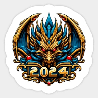 Wooden Gold Blue Dragon 2024 No.7 Sticker